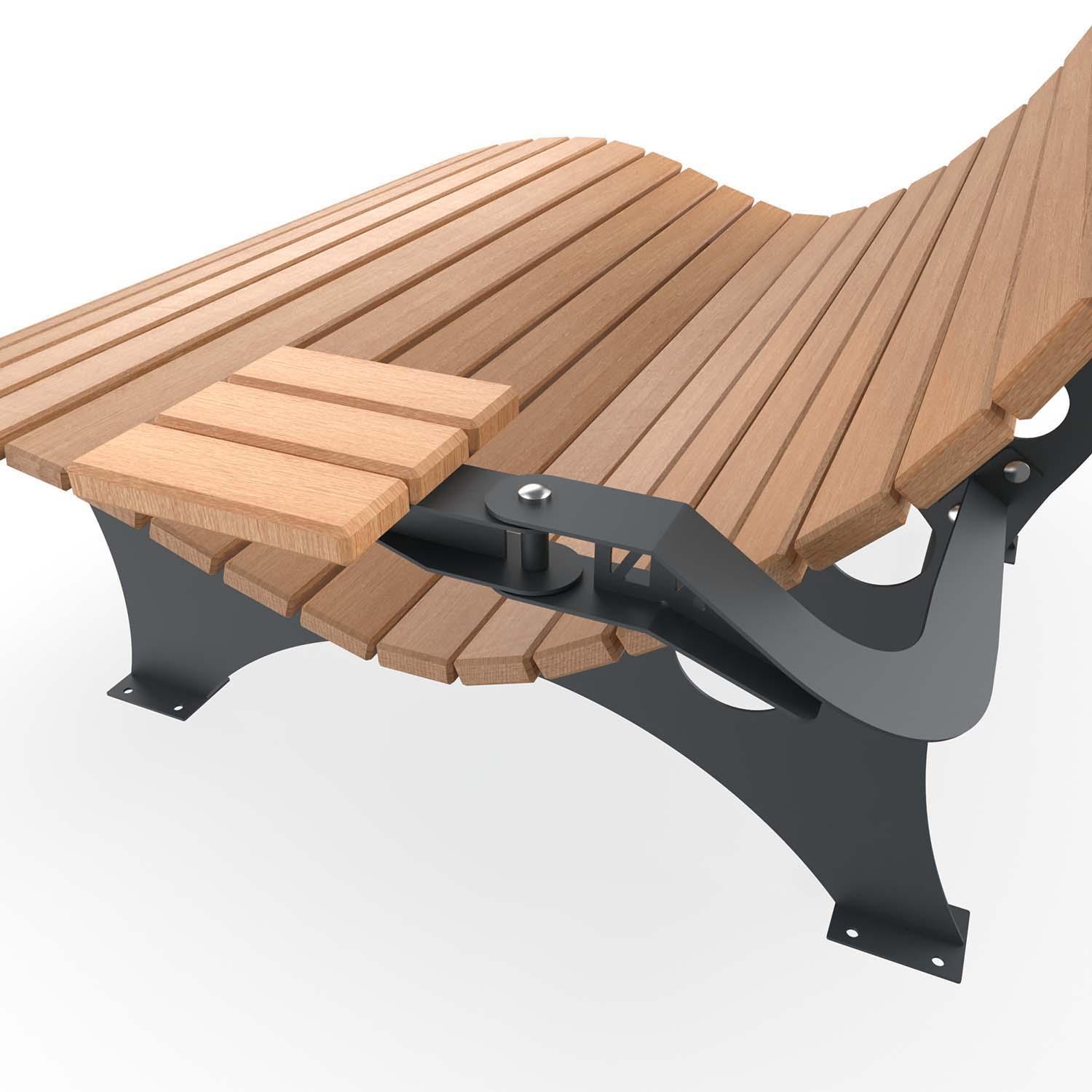 Seitentisch für Waldsofa, aus Stahl, verzinkt und pulverbeschichtet, mit Holzauflagen aus Bangkirai Premium, schwenkbar Parkbank Produktbild Seitentisch für Waldsofa, aus Stahl, verzinkt und pulverbeschichtet, mit Holzauflagen aus Lärche, schwenkbar