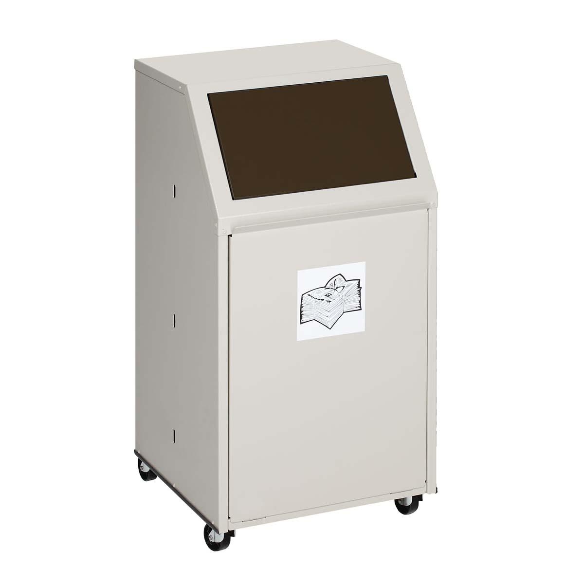 Wertstoffsammelbehälter aus Stahl, Volumen 39 l, GS-geprüft, fahrbar Wertstoffsammler Produktbild WSG-39-8014-F Wertstoffsammelbehälter aus Stahl, Volumen 39 l, GS-geprüft, fahrbar