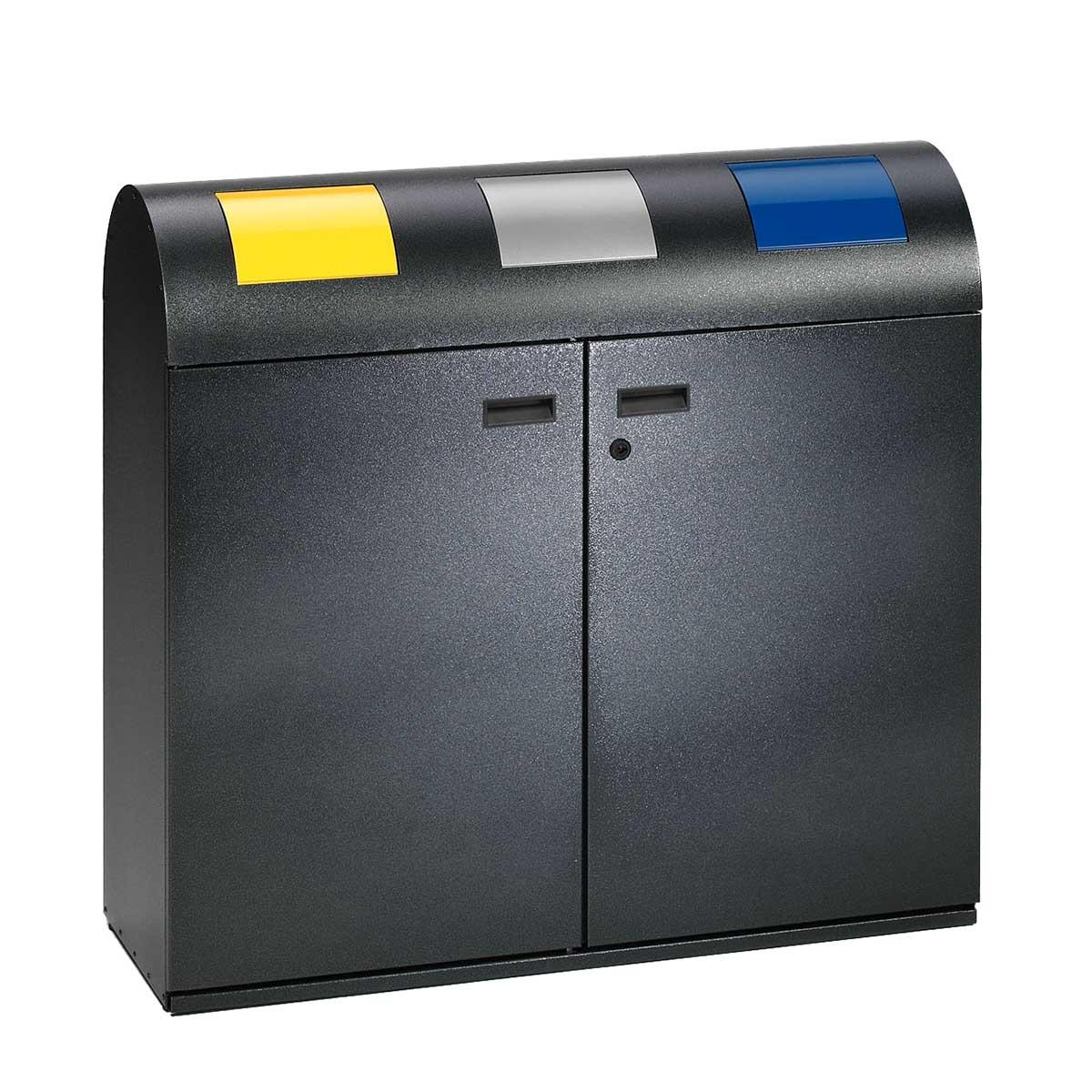 Wertstoffsammelstation, 3-fach, Volumen 3 x 80 l, GS-geprüft Wertstoffsammler Produktbild Wertstoffsammelstation, 3-fach, Volumen 3 x 80 l, GS-geprüft