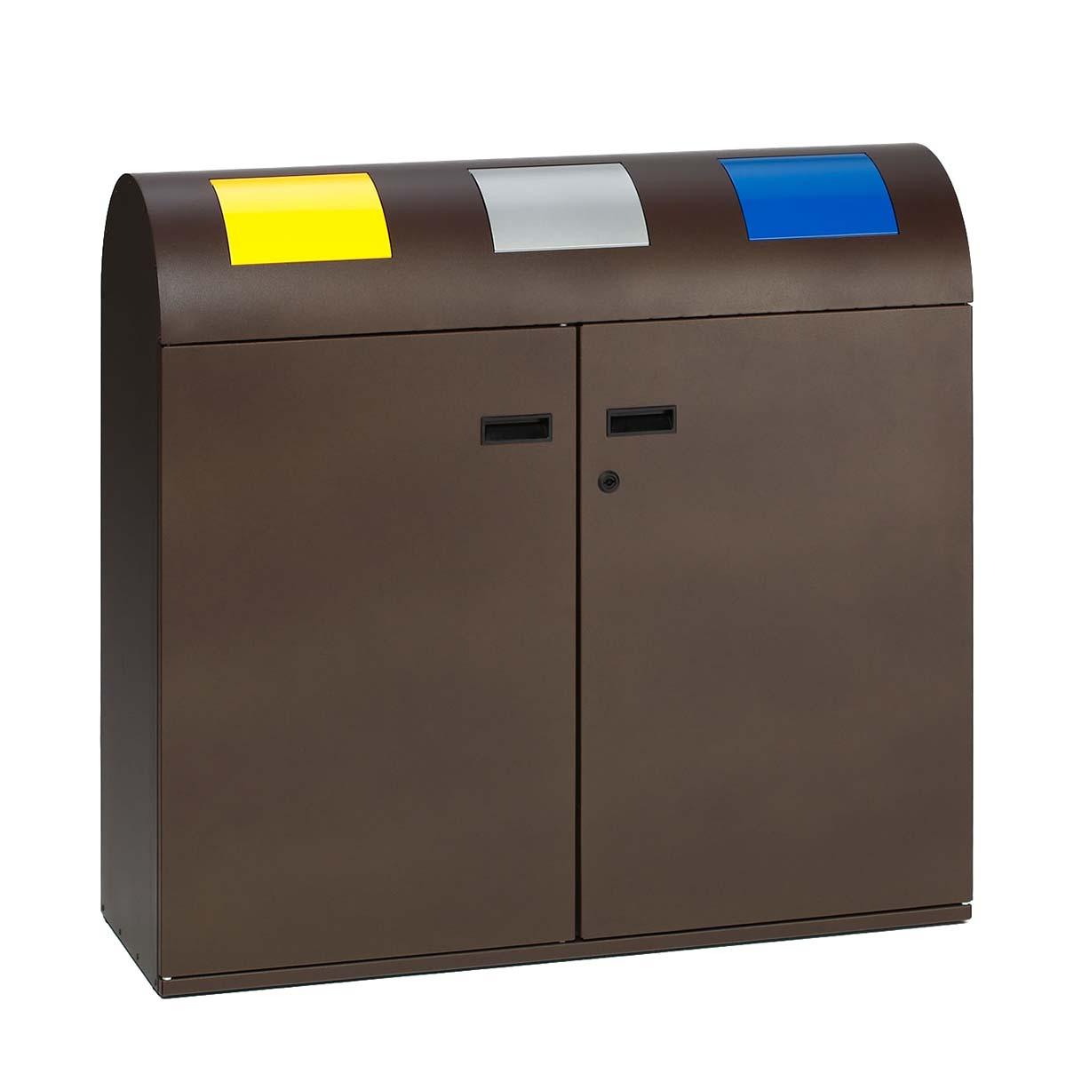 Wertstoffsammelstation, 3-fach, Volumen 3 x 80 l, GS-geprüft Wertstoffsammler Produktbild Wertstoffsammelstation, 3-fach, Volumen 3 x 80 l, GS-geprüft