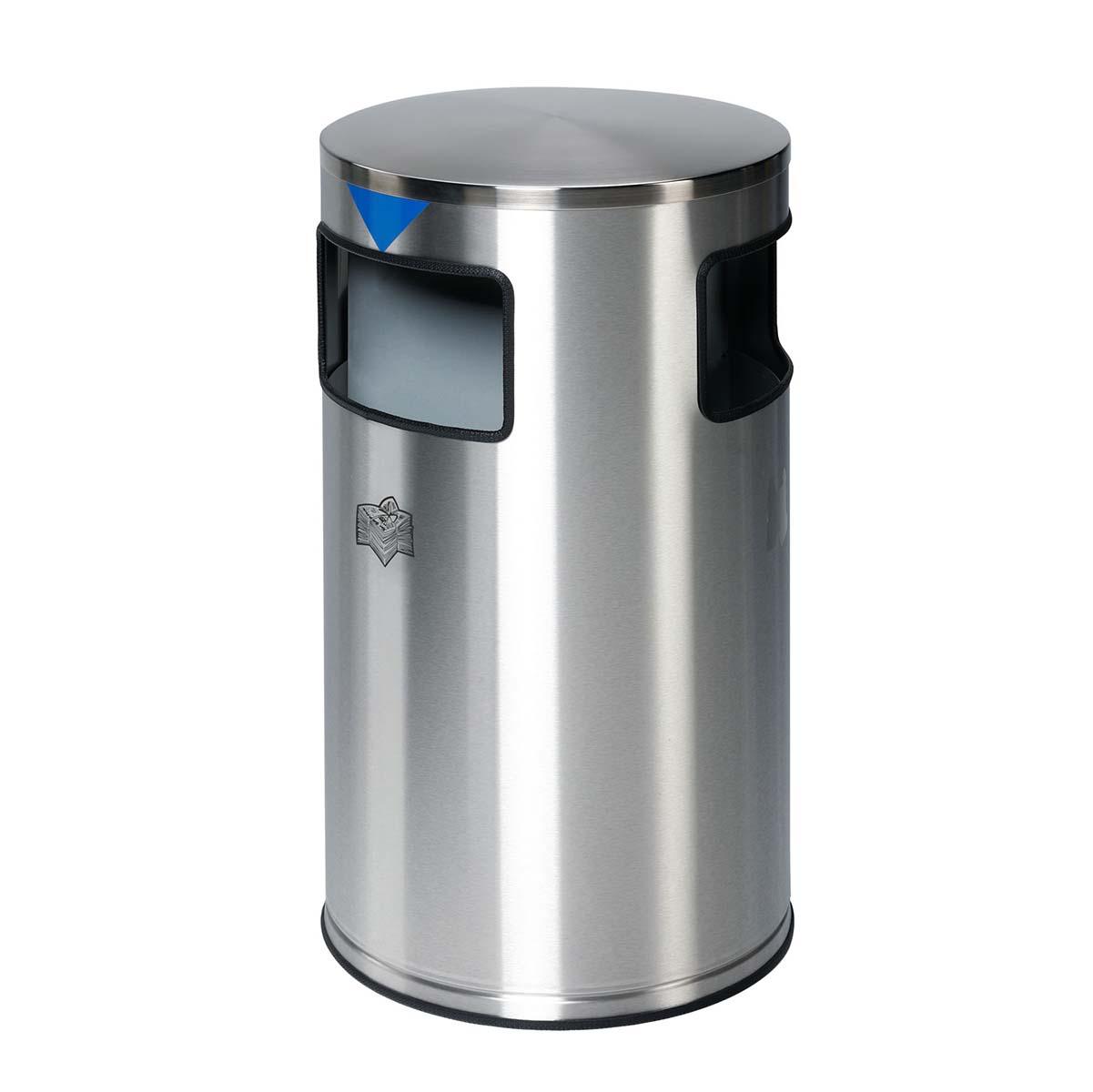 Wertstoffsammelbehälter aus Edelstahl, Volumen 3 x 20 l, abnehmbarer Deckel Wertstoffsammler Produktbild Wertstoffsammelbehälter aus Edelstahl, Volumen 3 x 20 l, abnehmbarer Deckel