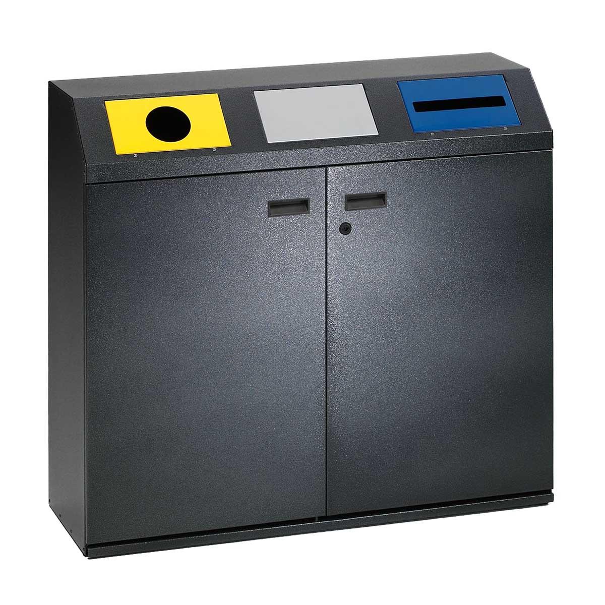 Wertstoffsammelstation, 3-fach, Volumen 3 x 80 l, GS-geprüft Wertstoffsammler Produktbild Wertstoffsammelstation, 3-fach, Volumen 3 x 80 l, GS-geprüft