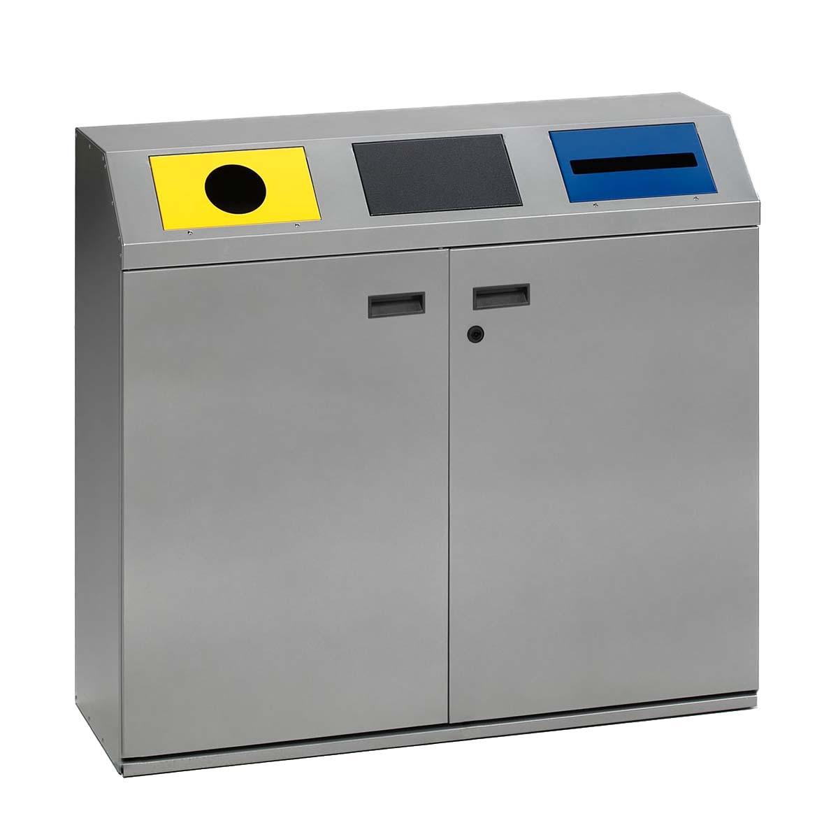 Wertstoffsammelstation, 3-fach, Volumen 3 x 80 l, GS-geprüft Wertstoffsammler Produktbild Wertstoffsammelstation, 3-fach, Volumen 3 x 80 l, GS-geprüft