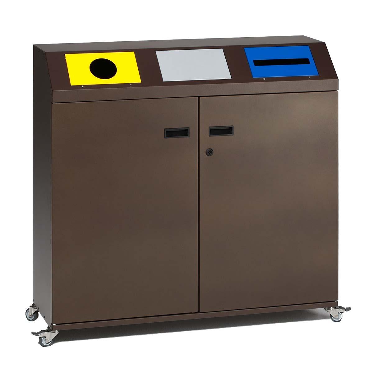 Wertstoffsammelstation, 3-fach, Volumen 3 x 80 l, GS-geprüft Wertstoffsammler Produktbild Wertstoffsammelstation, 3-fach, Volumen 3 x 80 l, GS-geprüft