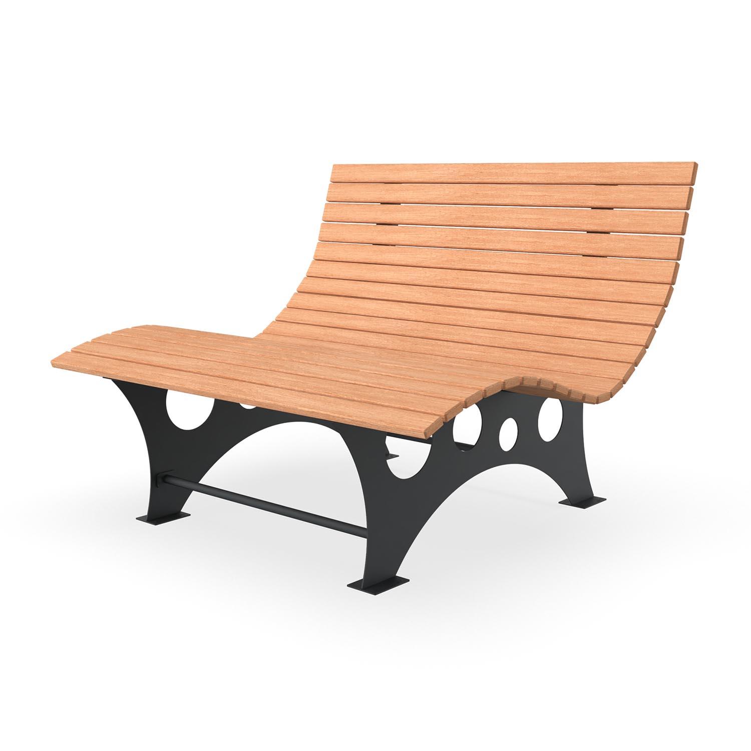 Waldsofa aus Stahl, verzinkt und pulverbeschichtet, mit Holzauflagen aus Bangkirai Premium, Breite 1500 mm Parkbank Produktbild Waldsofa aus Metall mit Holzauflagen, Breite 1500 mm, duplexbeschichtet