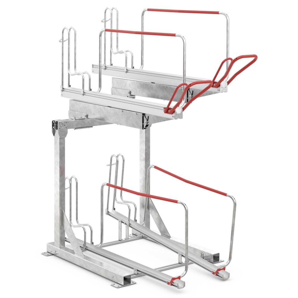 Doppelstockparker für Fahrräder bis 55 mm Reifenbreite, einseitig