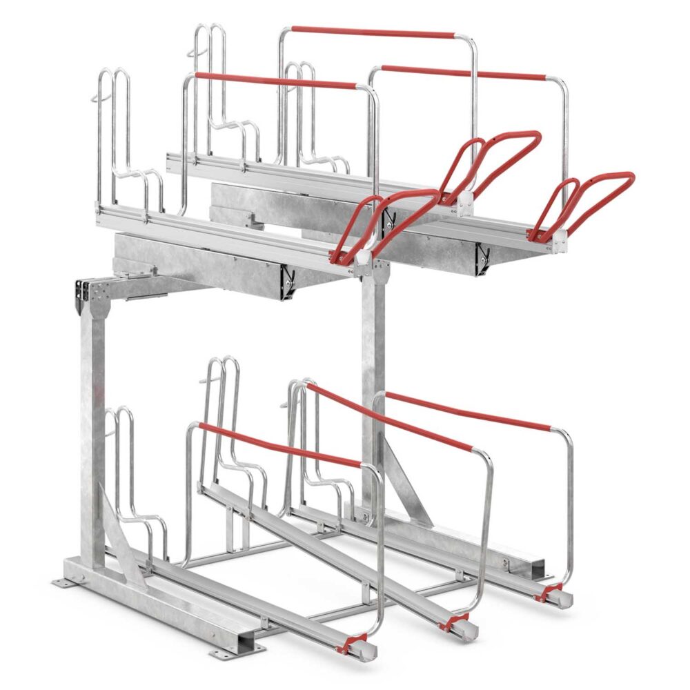 Doppelstockparker für Fahrräder bis 55 mm Reifenbreite, einseitig