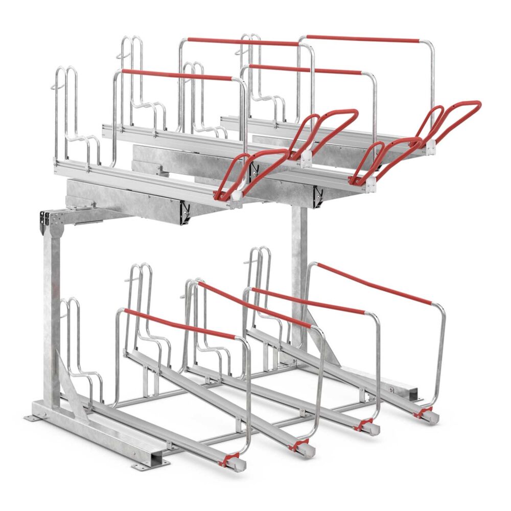 Doppelstockparker für Fahrräder bis 55 mm Reifenbreite, einseitig