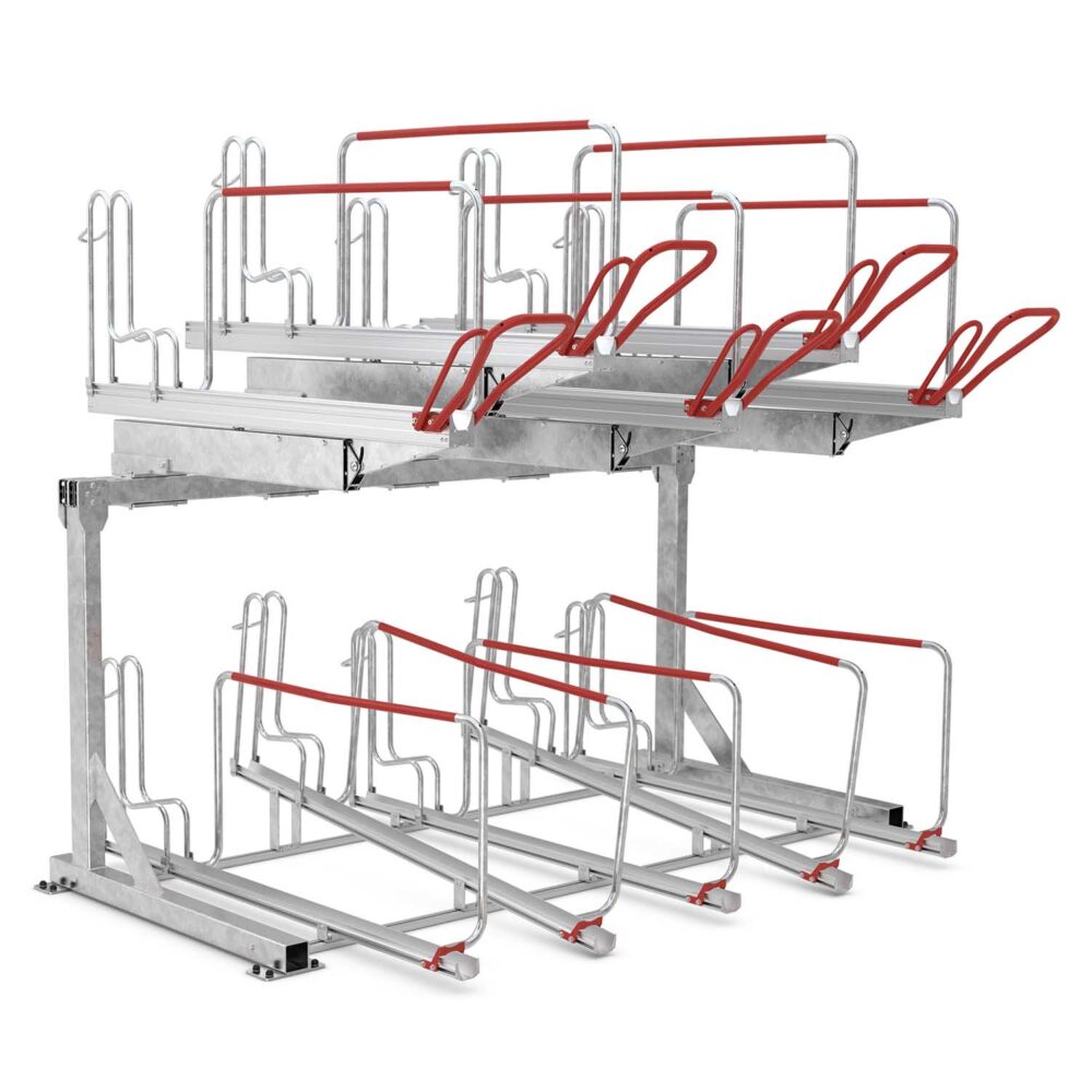 Doppelstockparker für Fahrräder bis 55 mm Reifenbreite, einseitig