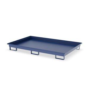 Auffangwanne aus Stahl für 6 x 200 l Fässer, ohne Gitterrost, unterfahrbar, lackiert