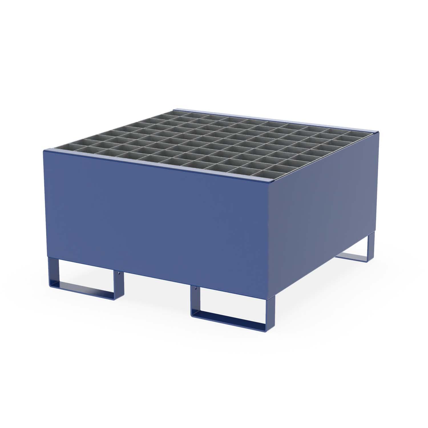 Auffangwanne aus Stahl für 1 x 200 l Fass, mit Gitterrost, unterfahrbar, 800x800x460mm Auffangwannen aus Stahl Produktbild Auffangwanne aus Stahl für 1 x 200 l Fass, mit Gitterrost, unterfahrbar