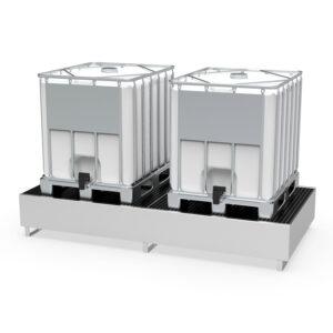 Auffangwanne aus Edelstahl für 2 IBCs Auffangwanne aus Edelstahl für 2 IBCs