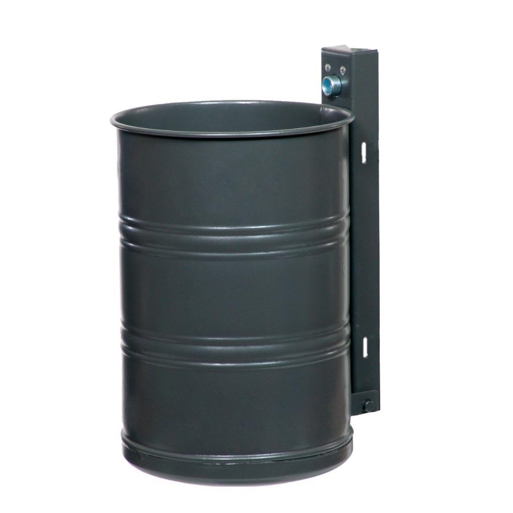 Abfallbehälter aus Stahl, ungelocht, Volumen 20 l, zur Wand- oder Pfostenbefestigung
