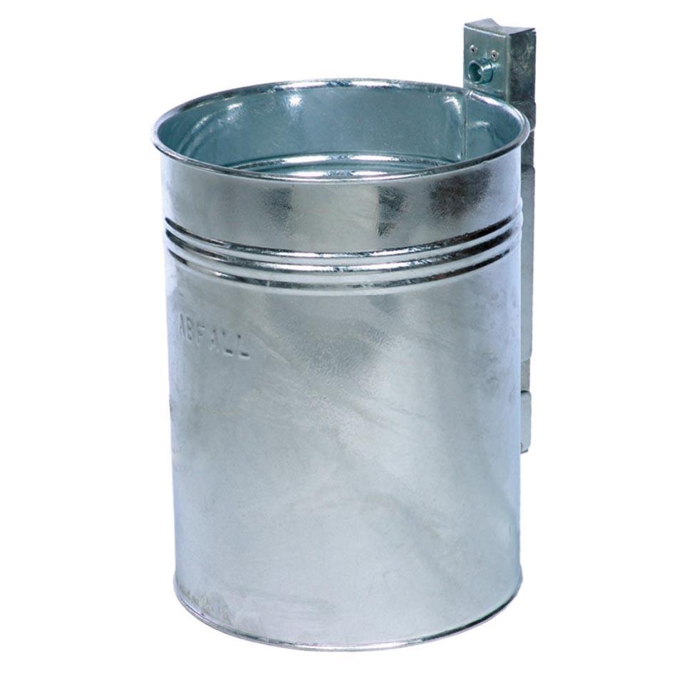 Abfallbehälter mit Prägung ABFALL, Volumen 35 l, zur Wand- oder Pfostenbefestigung