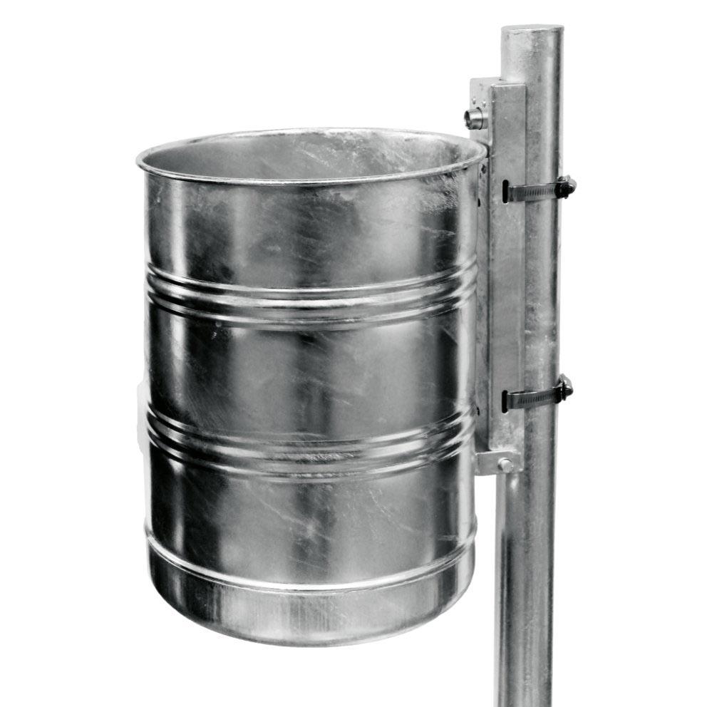 Abfallbehälter aus Stahl, ungelocht, Volumen 35 l, zur Wand- oder Pfostenbefestigung