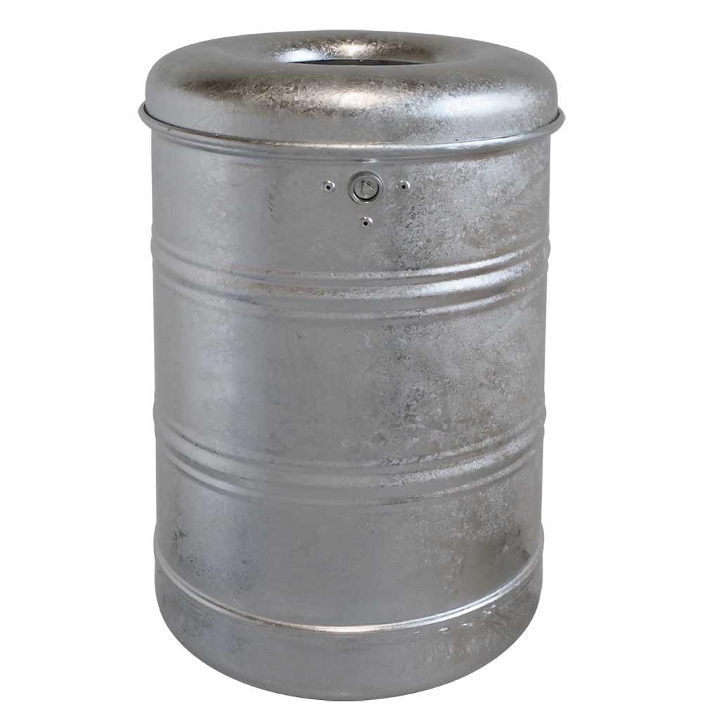 Abfallbehälter aus Stahl, Volumen 35 l, mit Springdeckel, ungelocht, zur Wand- oder Pfostenbefestigung