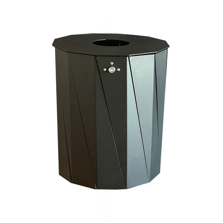 Design-Abfallbehälter aus Stahl, Volumen 50 l, mit stabiler Deckelscheibe, zur Wand- oder Pfostenbefestigung