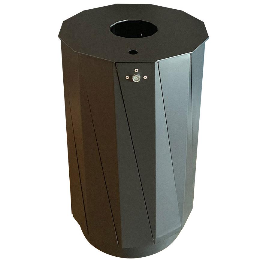 Design-Abfallbehälter aus Stahl, Volumen 60 l, mit stabiler Deckelscheibe, inkl. Ascher