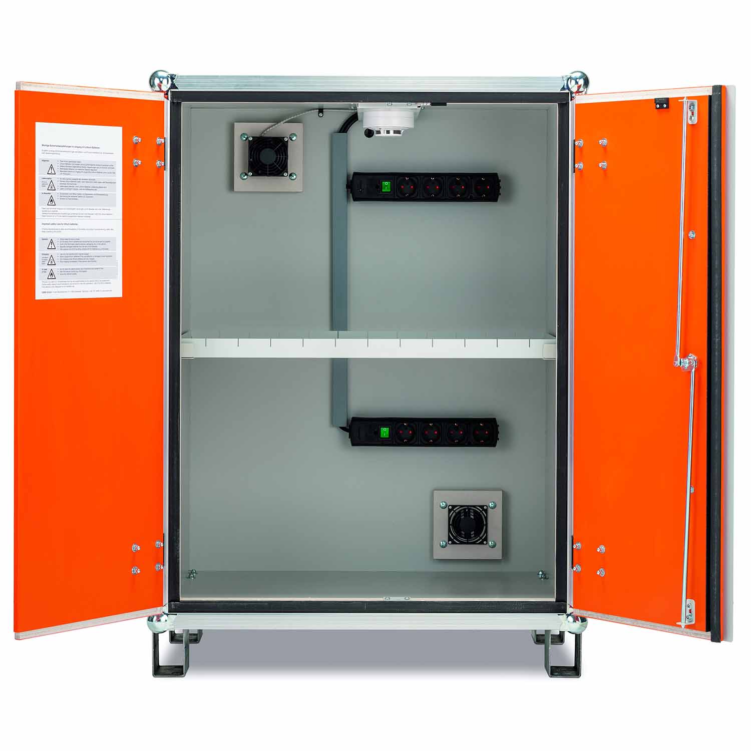 Lithium-Akku-Schrank Premium zum Laden, Stromversorgung, Lüftung, unterfahrbar, B 890 mm H 1110 mm