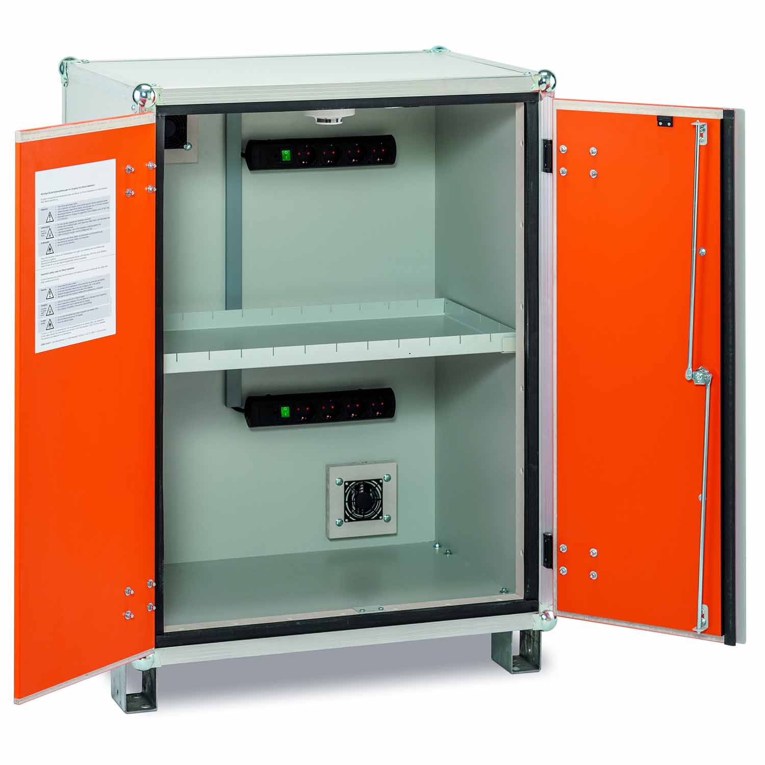Lithium-Akku-Schrank Premium zum Laden, Stromversorgung, Lüftung, unterfahrbar, B 890 mm H 1110 mm