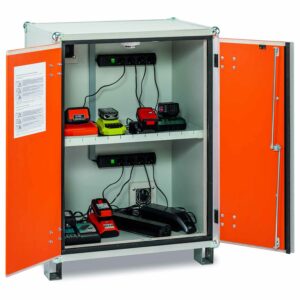 Lithium-Akku-Ladeschrank Premium, Stromversorgung, Lüftung, unterfahrbar, B 890 mm H 1110 mm Lithium-Akku-Ladeschrank Premium, Stromversorgung, Lüftung, unterfahrbar, B 890 mm H 1110 mm