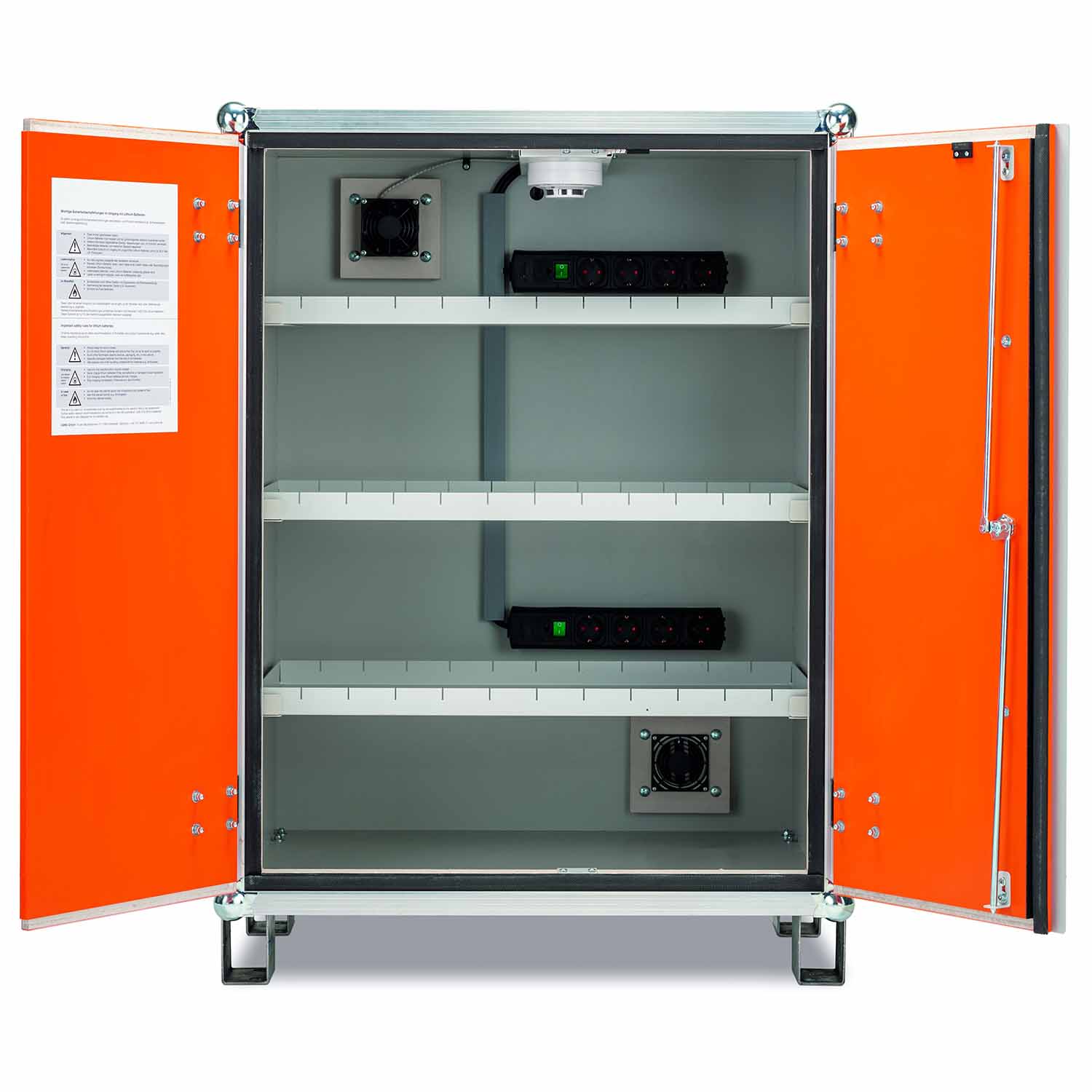 Lithium-Akku-Schrank Premium zum Laden, Stromversorgung, Lüftung, unterfahrbar, B 890 mm H 1110 mm