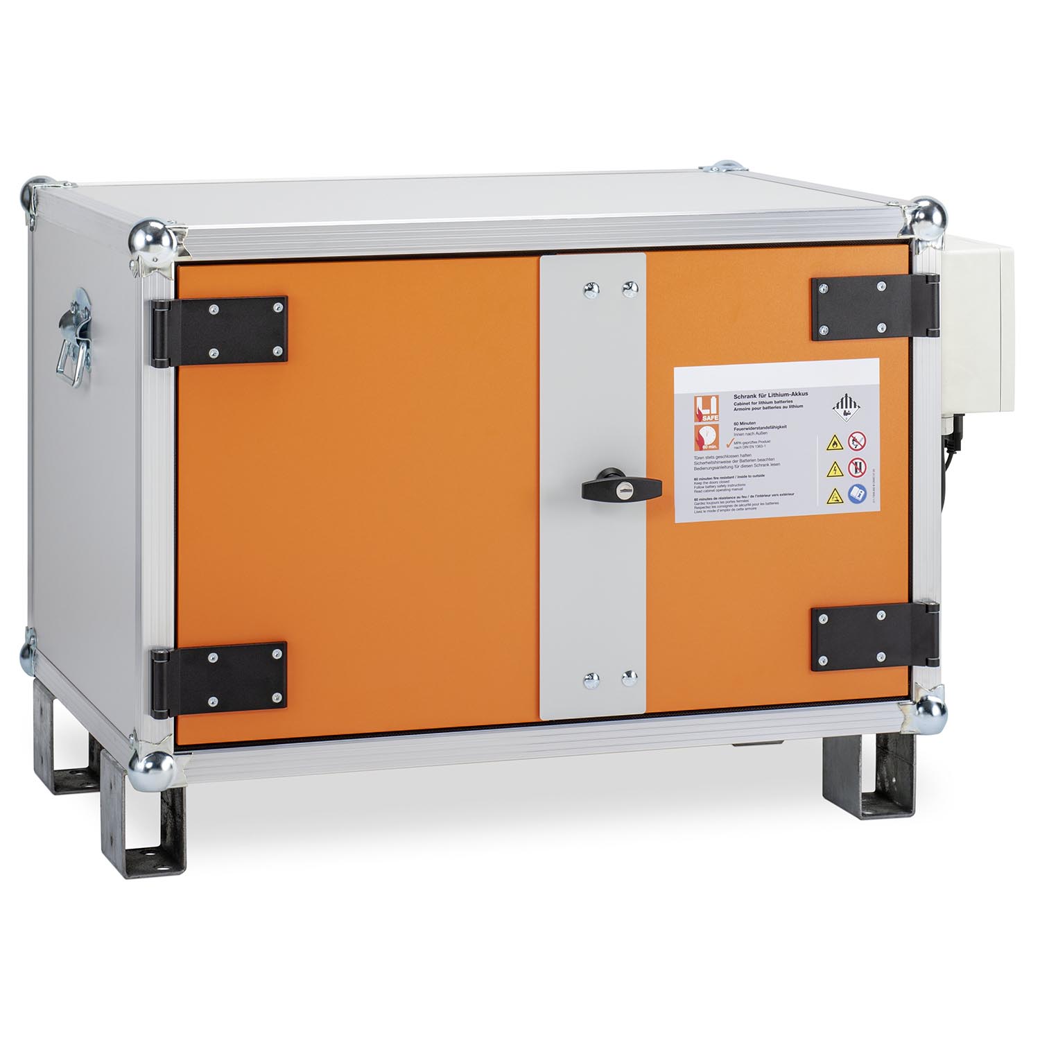 Lithium-Akku-Schrank PremiumPlus zum Laden, Stromversorgung, 1-phasig, Lüftung, B 890 mm, Explosionsschutz