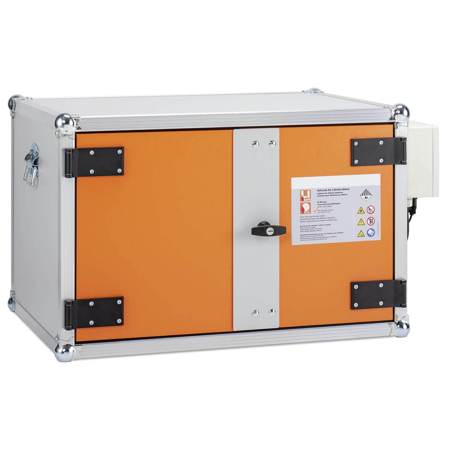 Lithium-Akku-Schrank PremiumPlus zum Laden, Stromversorgung, 1-phasig, Lüftung, B 890 mm, Explosionsschutz