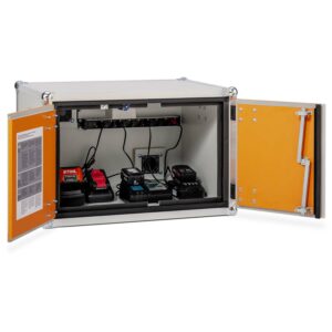 Lithium-Ionen-Akku-Ladeschrank basic 8/5, Rauchmelder, ohne Füße, lockEX 2.0, VDMA-geprüft