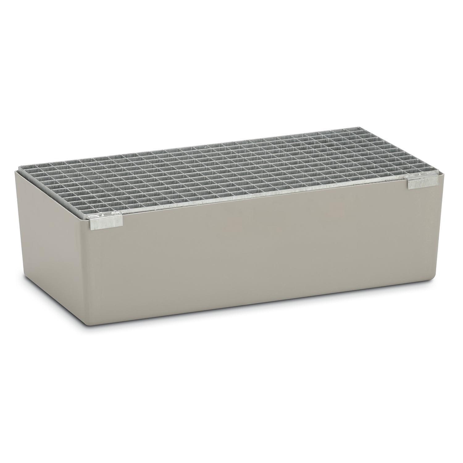 Auffangwanne aus GFK/RC für 2 x 60 l Fässer, Volumen 65 l, mit Gitterrost, ohne Füße, ohne Zulassung