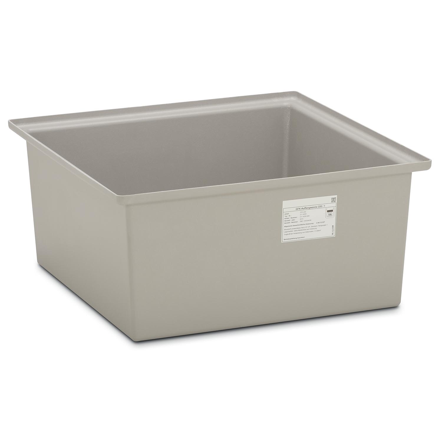 Auffangwanne aus GFK für 1 x 200 l Fass, Volumen 220 l, ohne Stellebene, ohne Füße, mit Zulassung