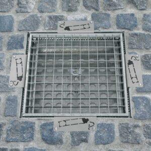 Sicherheits-Standaschenbecher Standard Raucherunterstand Produktbild Bodenascher aus Stahl für Außenbereiche, 400x400x150 mm