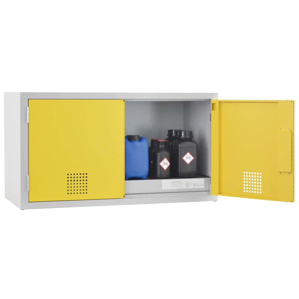 Chemikalien-Abzugsunterschrank aus Stahl mit Auffangwanne à 25 l, 1100 x 500 x 600 mm