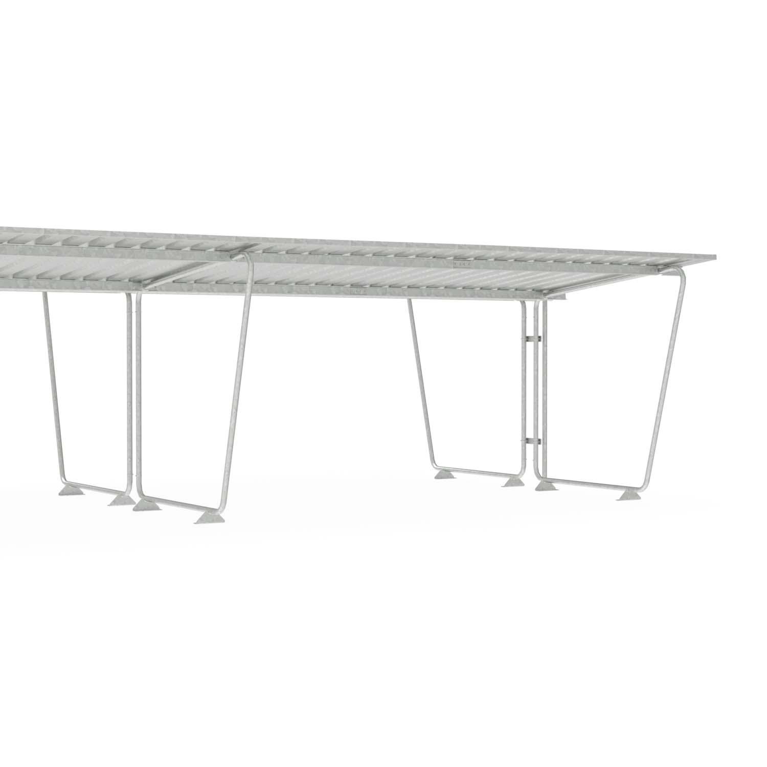 Fahrradüberdachung D 570 aus Stahl, verzinkt, Dacheinkleidung aus Trapezblech, verzinkt, zum Aufdübeln, Anbaueinheit