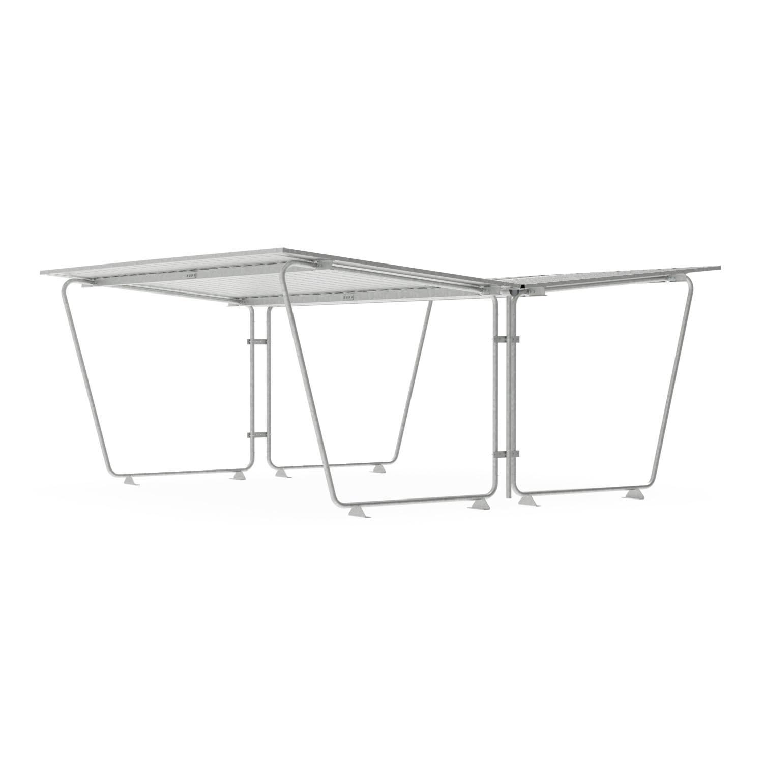 Fahrradüberdachung D 570 aus Stahl, verzinkt, Dacheinkleidung aus Trapezblech, verzinkt, zum Aufdübeln, B 5.010mm