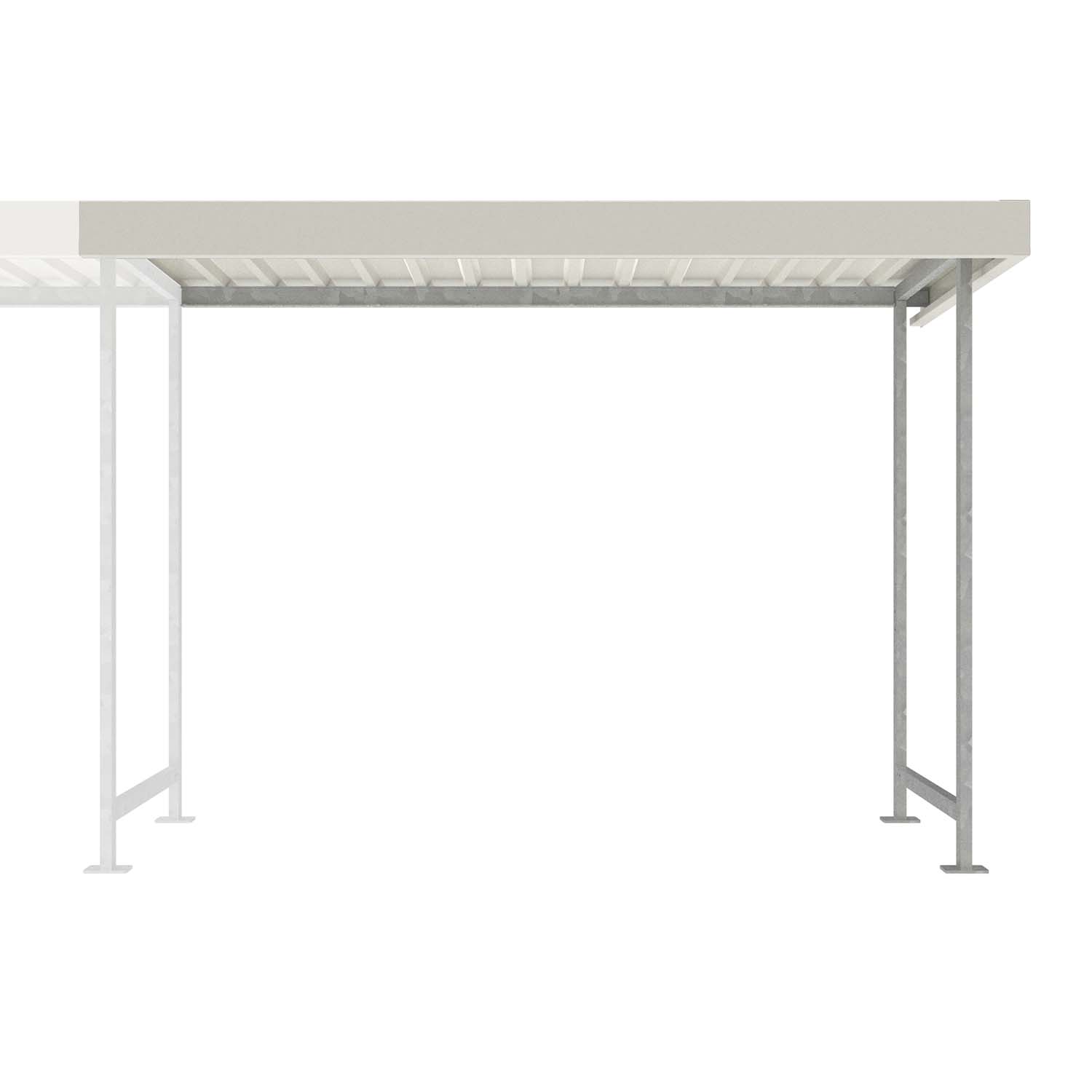 D 586 Fahrradüberdachung, Konstruktion verzinkt und Dachblenden farbbeschichtet, Anbaueinheit