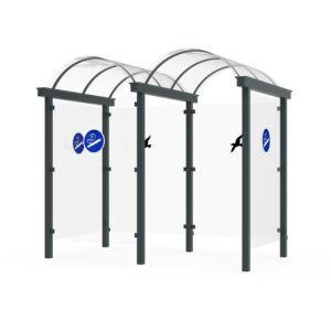 D 588 Raucherunterstand aus Stahl, Breite 3160 mm D 588 Raucherunterstand aus Stahl, Breite 3160 mm