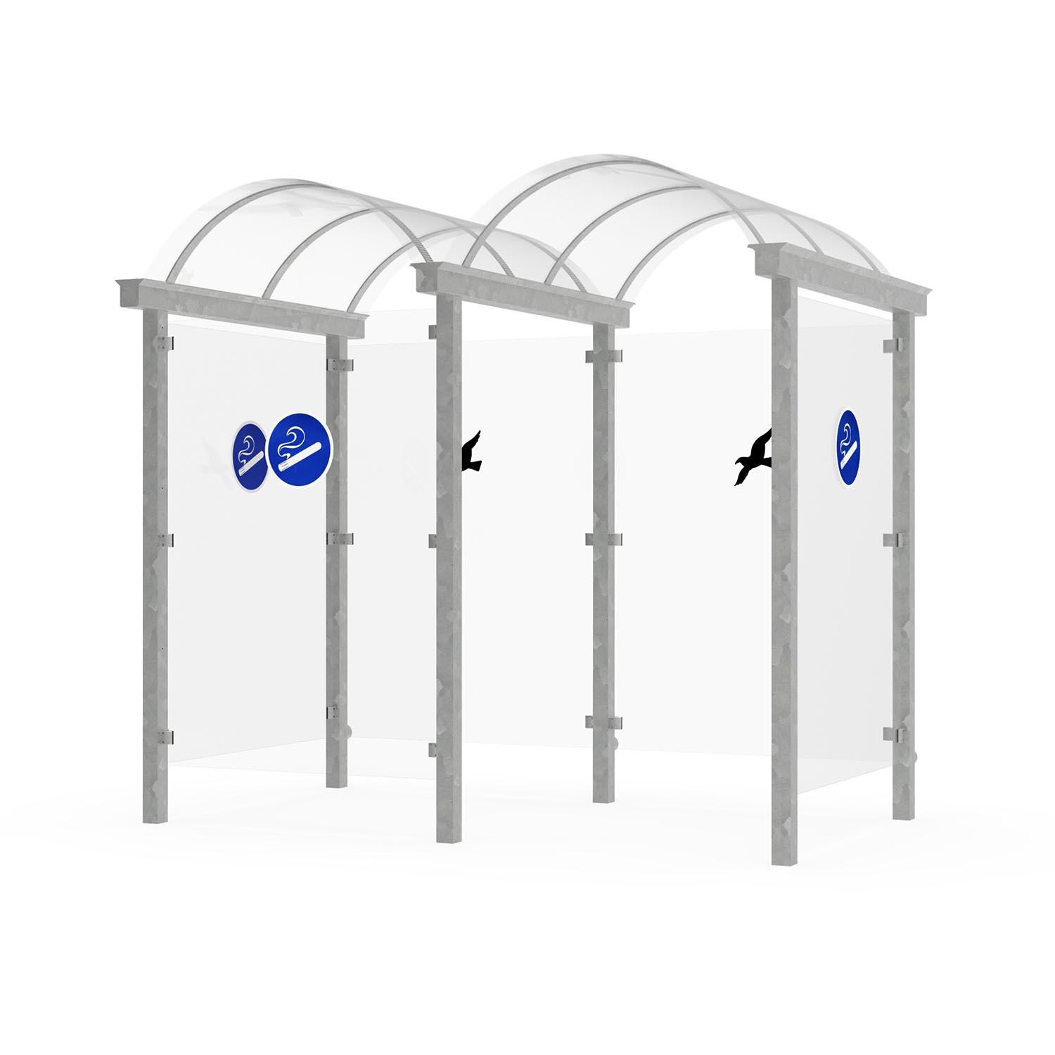 D 588 Raucherunterstand aus Stahl, Breite 3160 mm