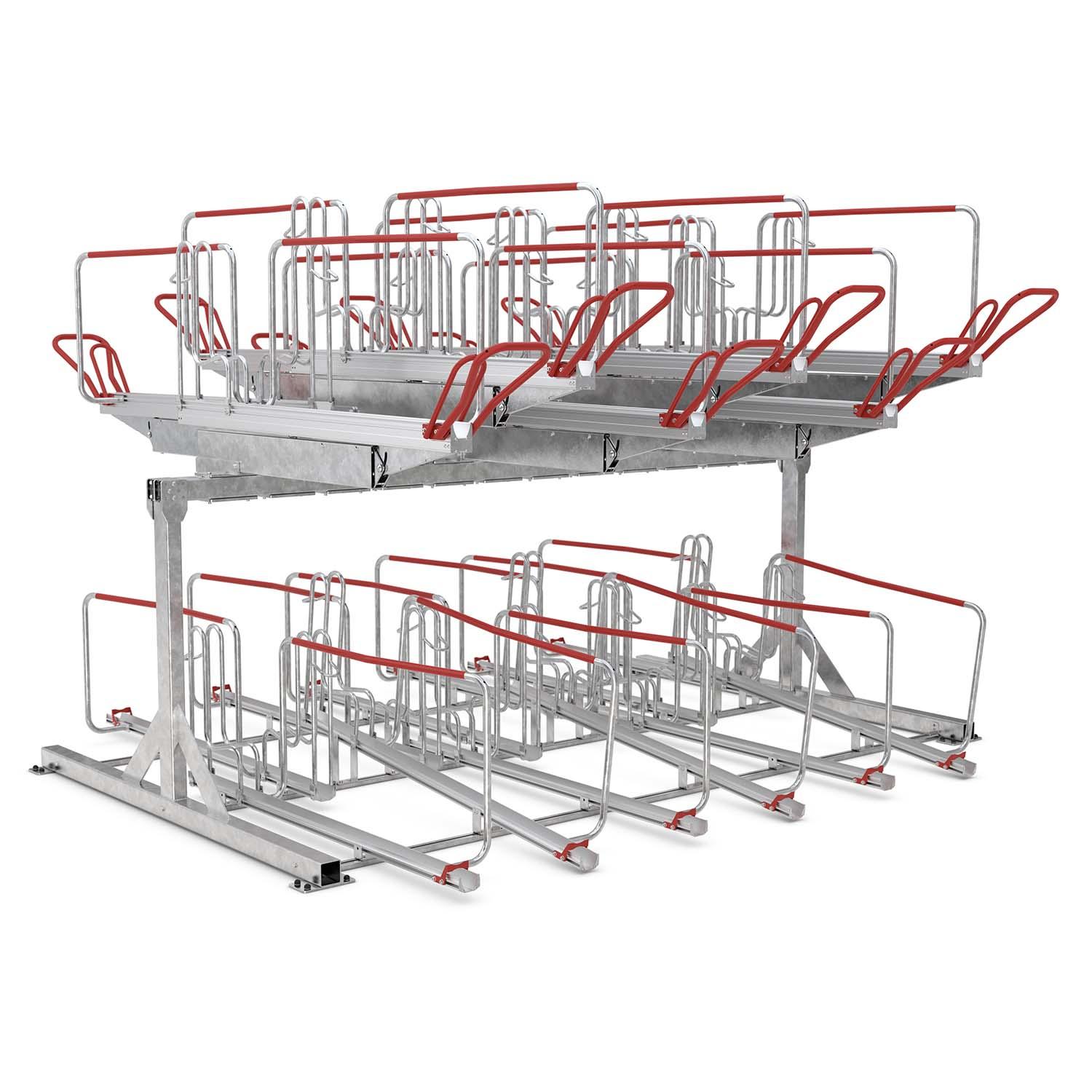 Doppelstockparker für Fahrräder bis 55 mm Reifenbreite, doppelseitig