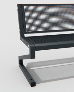 EASY Nahaufnahme Sitzfläche und Rückenlehne aus Stahl pulverbeschichtet RAL 7016