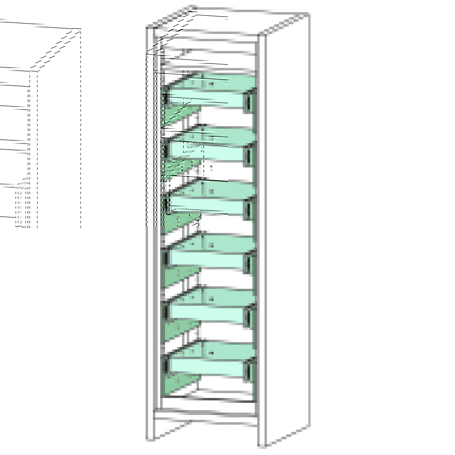 Typ 30 / F30 Sicherheitsschrank, Breite 60 cm, Höhe 196 cm, 6x Auszugswannen à 11 l