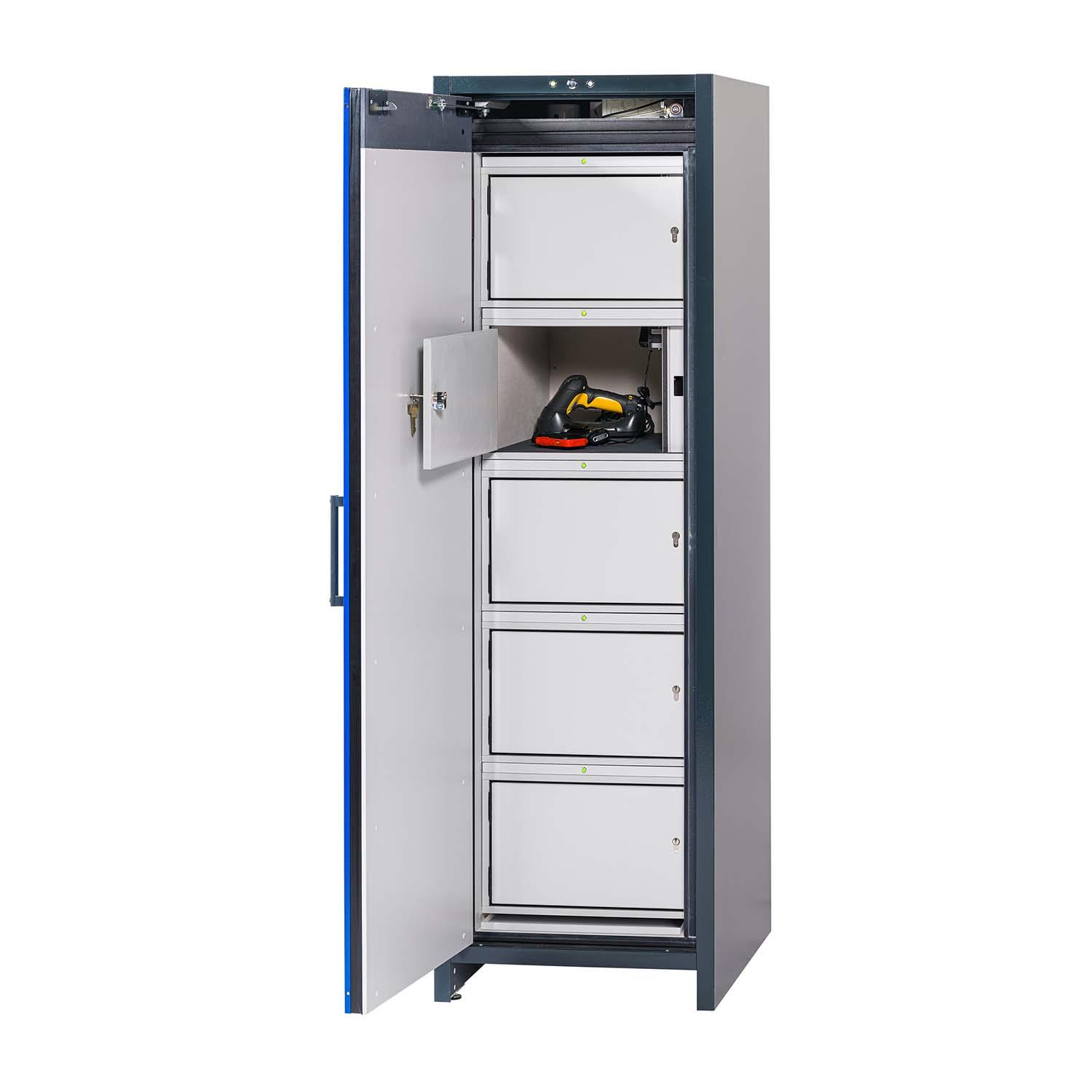 F90 Lithium-Akku-Ladeschrank CHARGEpremium mit brandgeschützten Schließfächern, selbstschließende Flügeltür