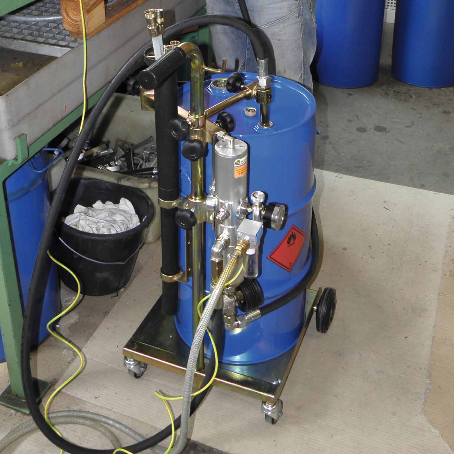 Fahrbares Absauggerät für Kraftstoffe, 2-Takt-Mix, Diesel und Öl, 500 x 500 x 1000 mm