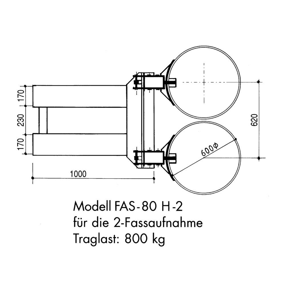 GREIFFIX-Fassgreifer für 2-Fassaufnahme von 200 l Fässern, Stapleranbaugerät