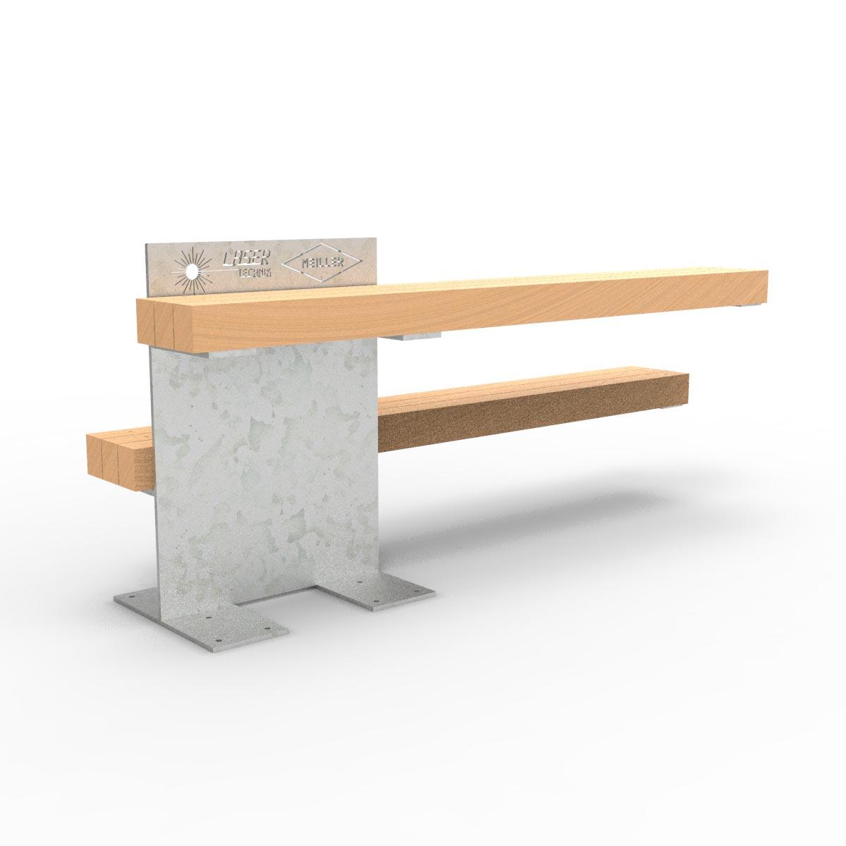 FOREST Tisch-Bank-Kombination mit Gestell aus verzinktem Stahl und Holzauflagen