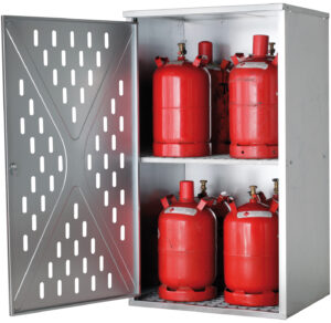 Propangasflaschenschrank G-PG für 4 x 33 kg, 10 x 11 kg oder 18 x 5 kg Propangasflaschenschrank G-PG für 4 x 33 kg, 10 x 11 kg oder 18 x 5 kg