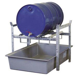 Stapelregal mit Auffangwanne aus GFK für 2 x 200 l Fässer und Kleingebinde Fass-Stapelregale Produktbild Stapelregal mit Auffangwanne aus GFK für 2 x 60 l Fässer oder 1 x 200 l Fass
