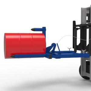 Fassgreifer FRB zum Einlagern von 200 l Fässern in Fassregale, Stapleranbaugerät