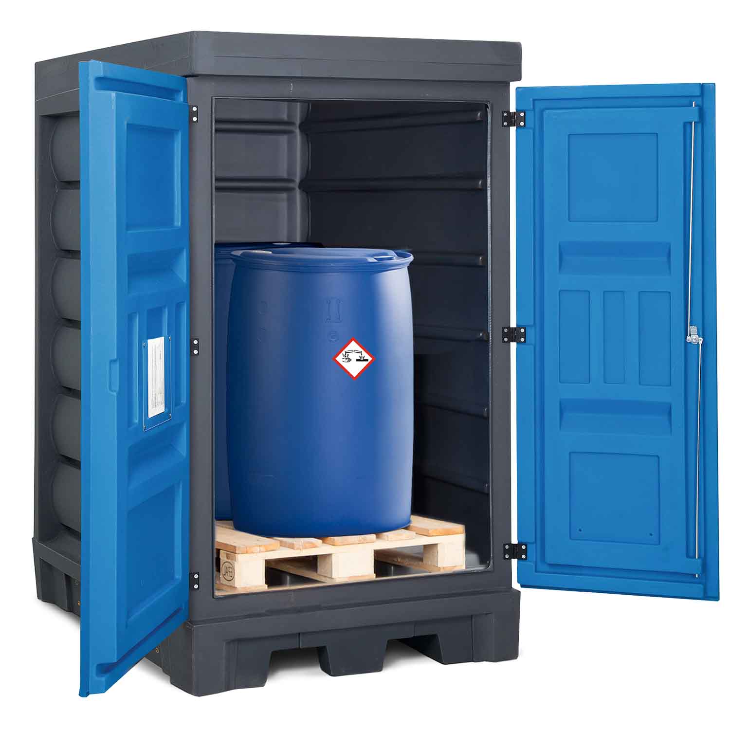 Gefahrstoffdepot aus Polyethylen (PE), für 2 x 200 l Fässer, Auffangvolumen 240 l