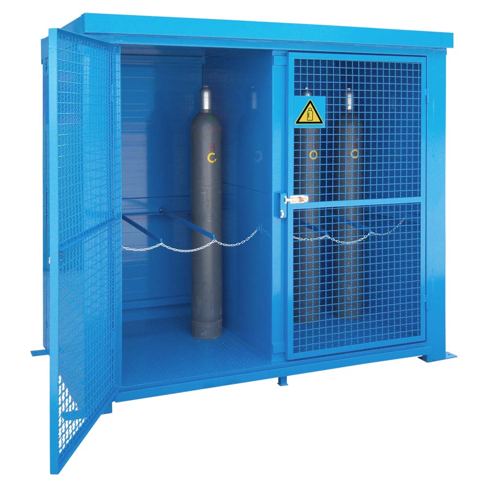 Gasflaschenlager für 16 Gasflaschen à Ø 220 mm, F90 Ausführung zur direkten Aufstellung an Gebäuden